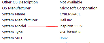check dell laptop model number using system information